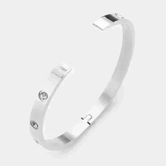 Stainless Steel Crystal Embellished Bangle - Picture 2 of 2